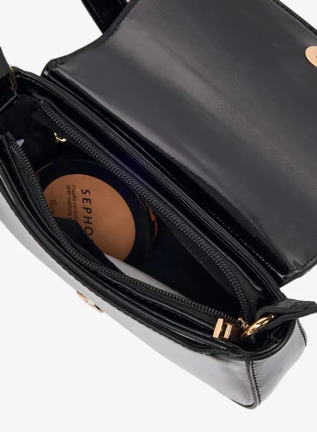 Floral Bella Metallic Logo Shoulder Bag Black – image 7
