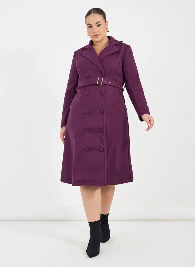 Belted Midi Dress purple