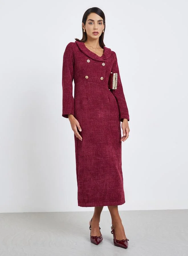 Belted Blazer Midi Dress Burgundy