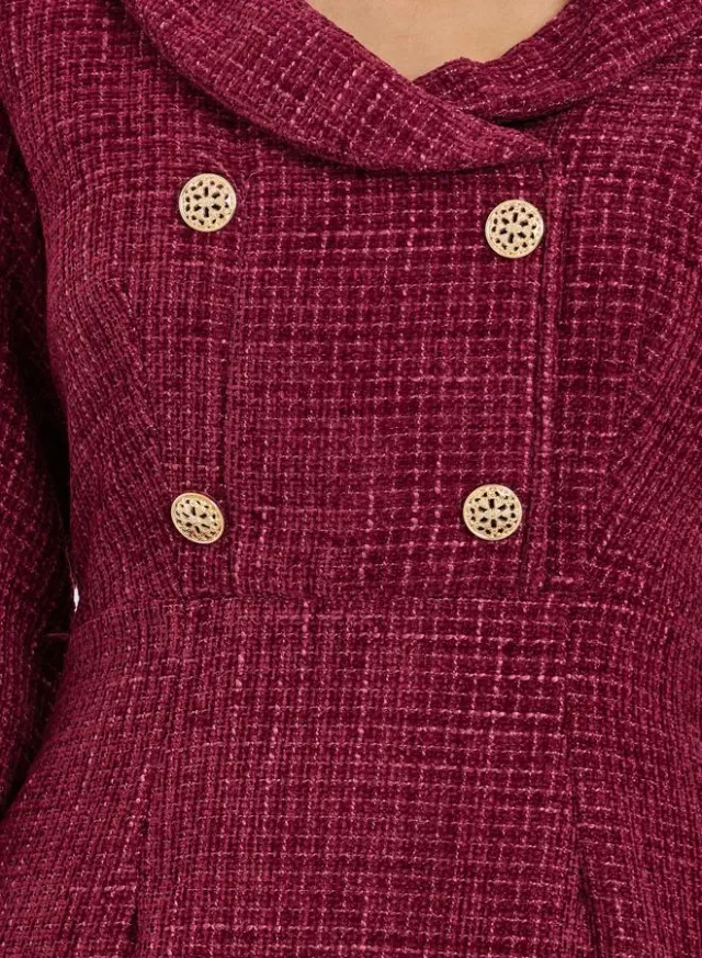 Belted Blazer Midi Dress Burgundy – image 4