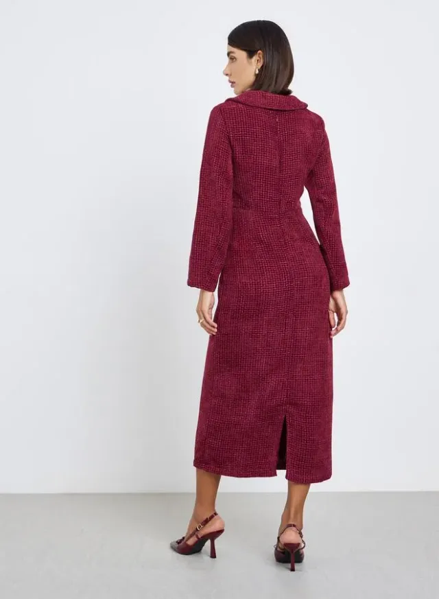 Belted Blazer Midi Dress Burgundy – image 5