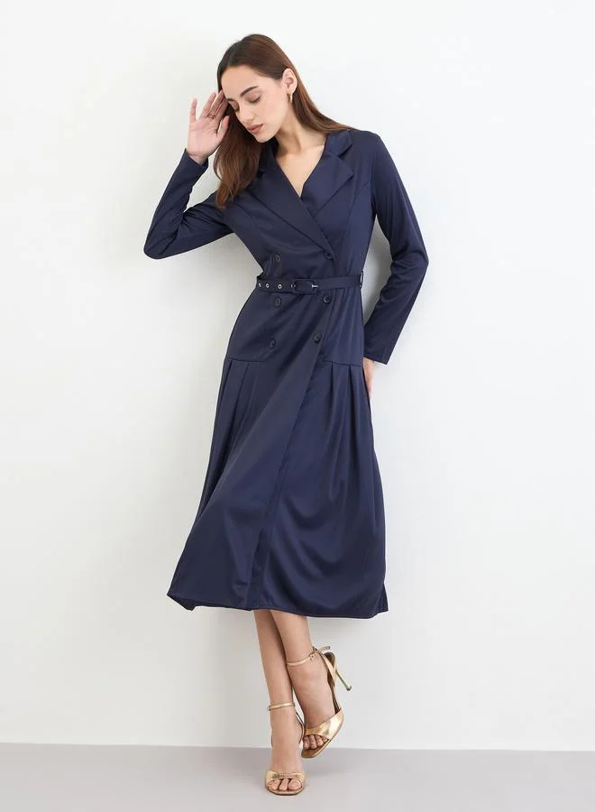 Belted Blazer Midi Dress Burgundy
