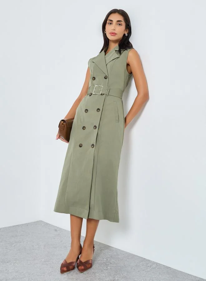 Belted Blazer Midi Dress Burgundy