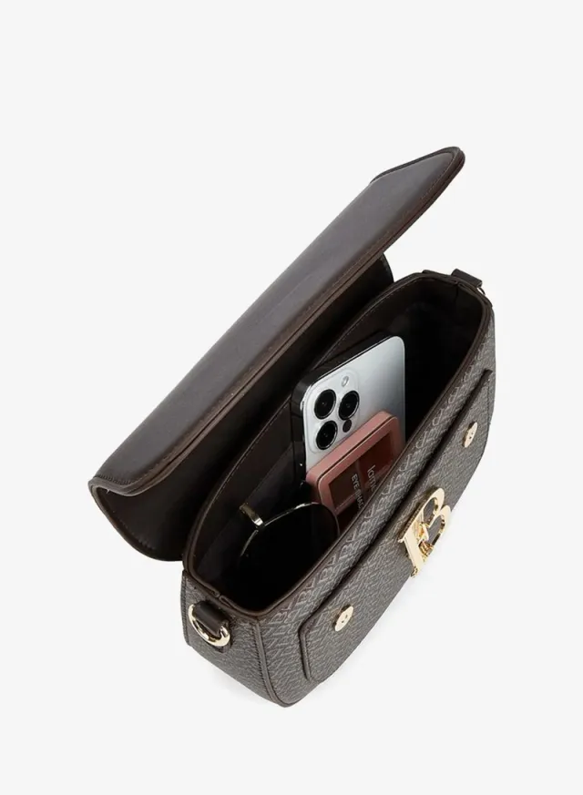 Flora Bella Monogram Shoulder Bag with Additional Strap BROWN – image 7