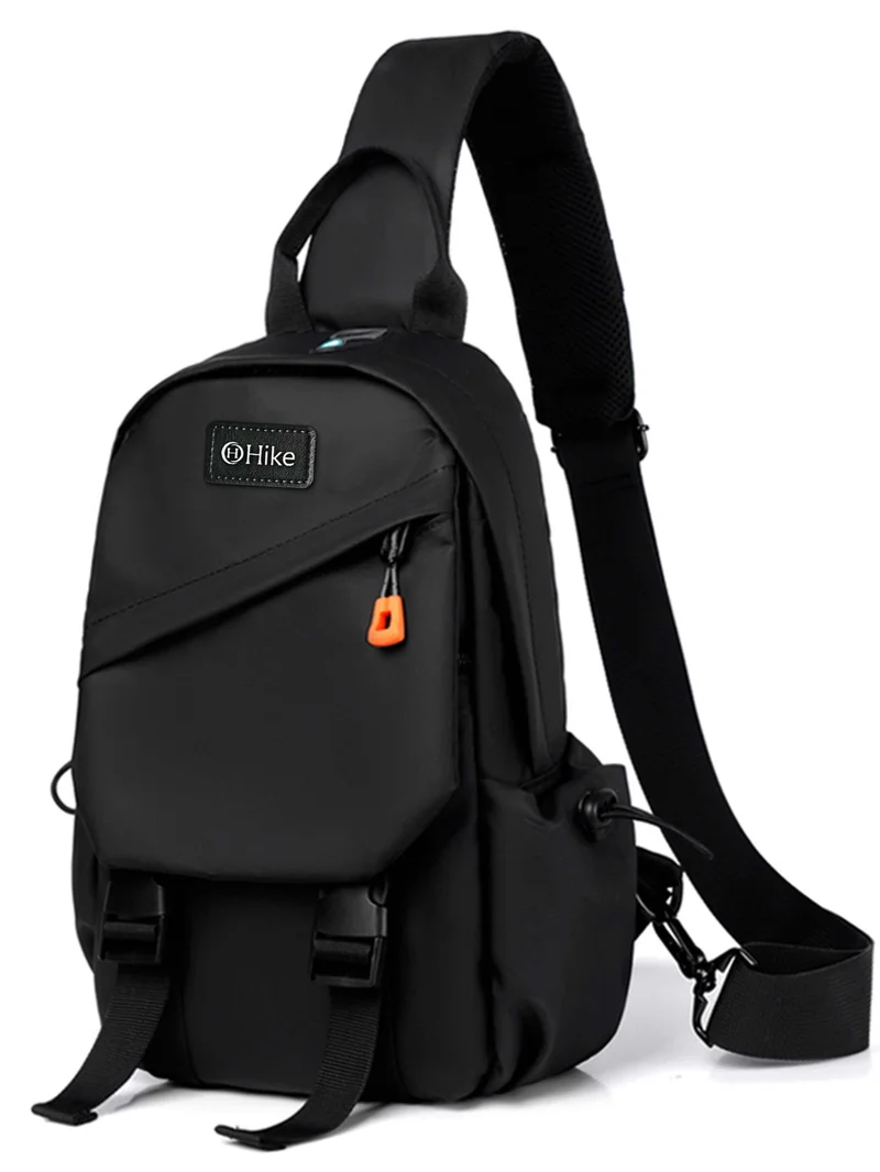 Unisex Water Resistant Anti-Theft Sling Bag with USB Port & Headphone Jack Black