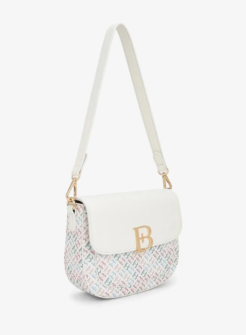 Flora Bella Monogram Print Shoulder Bag With Flap