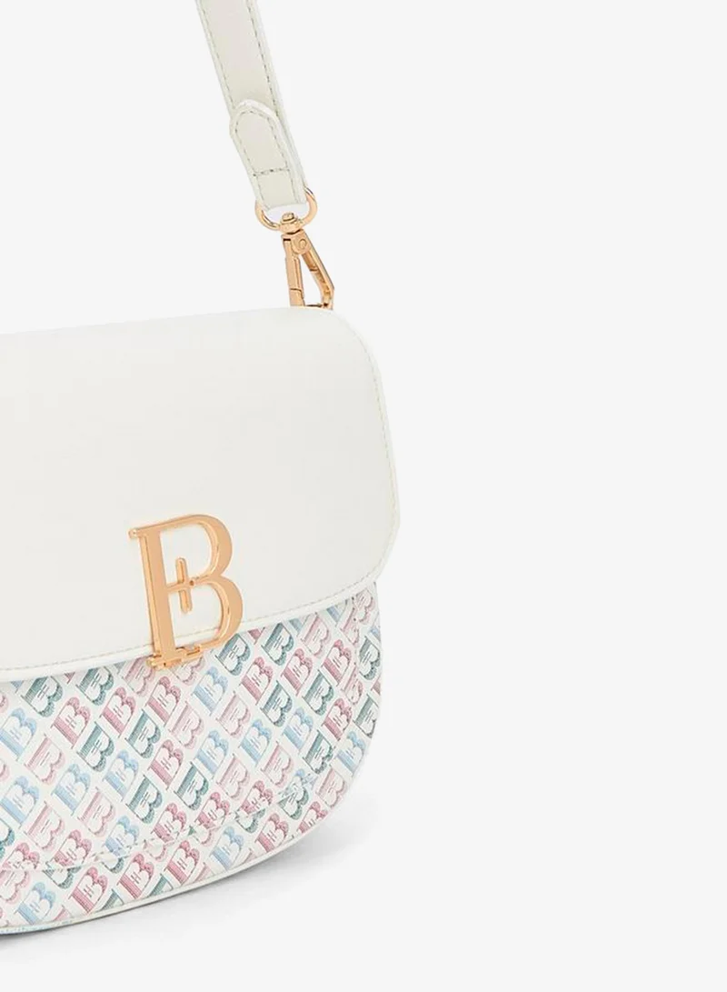 Flora Bella Monogram Print Shoulder Bag With Flap