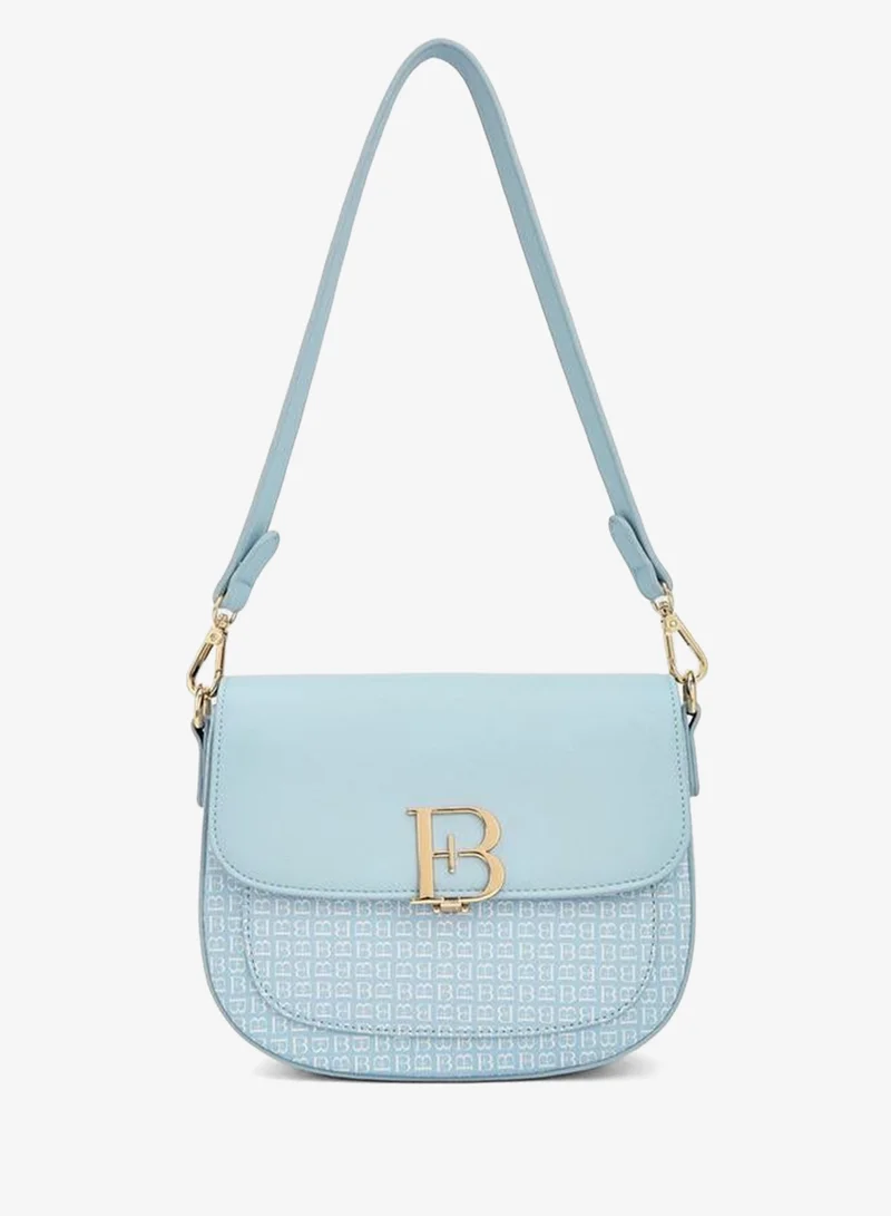 Flora Bella Monogram Print Shoulder Bag With Flap MULTICOLOUR