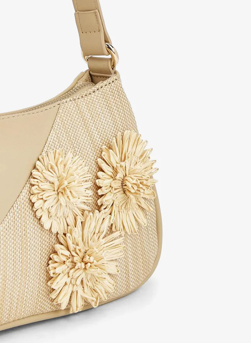 Flora Bella 3D Applique Shoulder Bag With Zip Closure