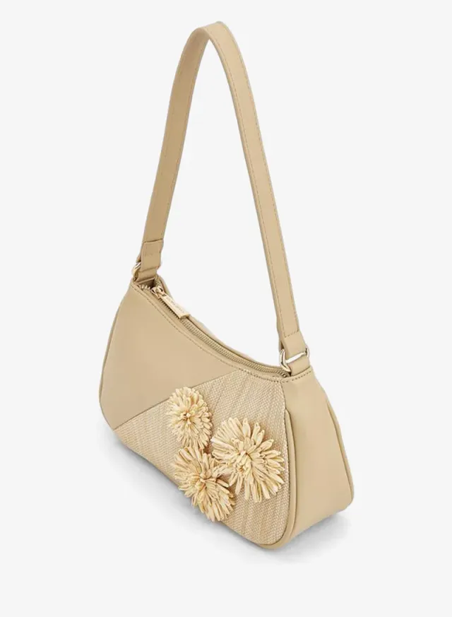 Flora Bella 3D Applique Zip Shoulder Bag, Beige – image 5
