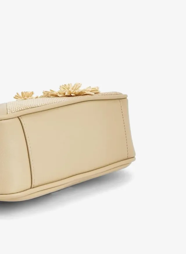 Flora Bella 3D Applique Zip Shoulder Bag, Beige – image 6