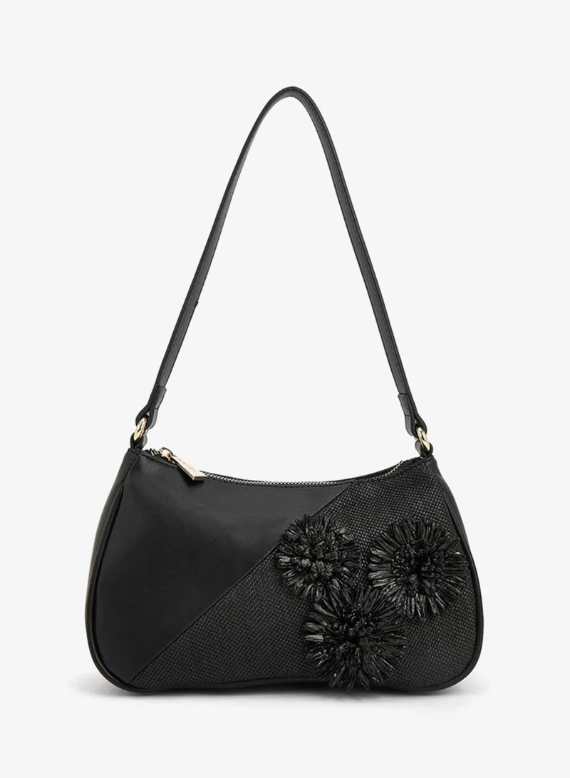 Flora Bella 3D Applique Zip Shoulder Bag, Beige