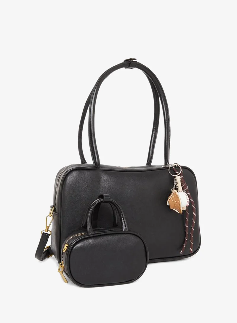 Dual Handle Shoulder Bag black