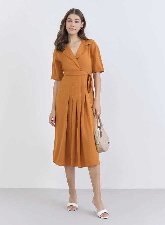 Mermaid Hem Blazer Midi Dress ochre