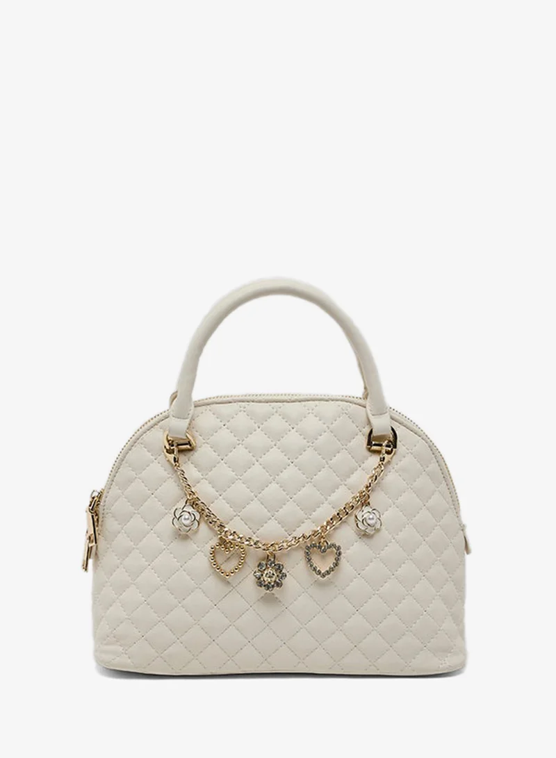 Quilted Handheld Bag, Cream
