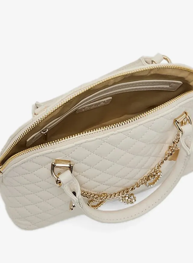 Quilted Handheld Bag, Cream – image 4