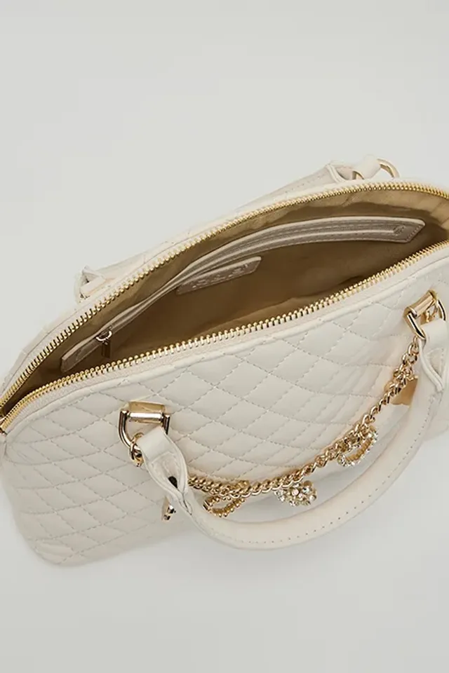 Quilted Handheld Bag, Cream – image 5