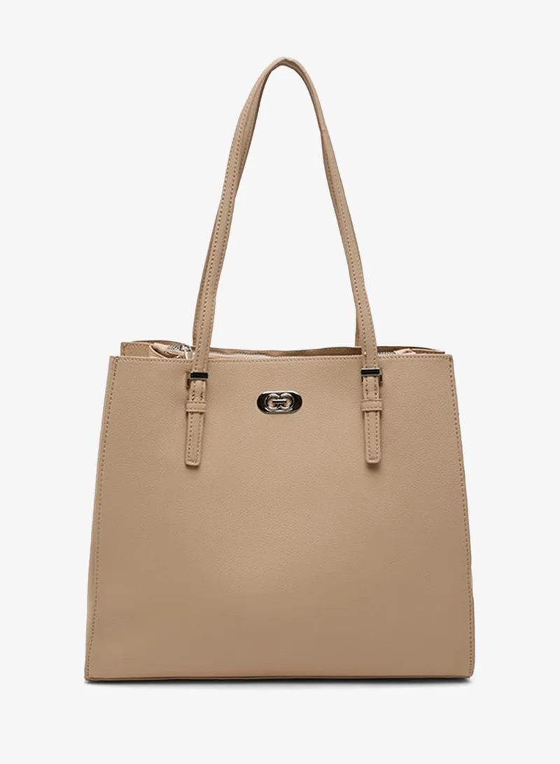 Textured Shoulder Bag Beige