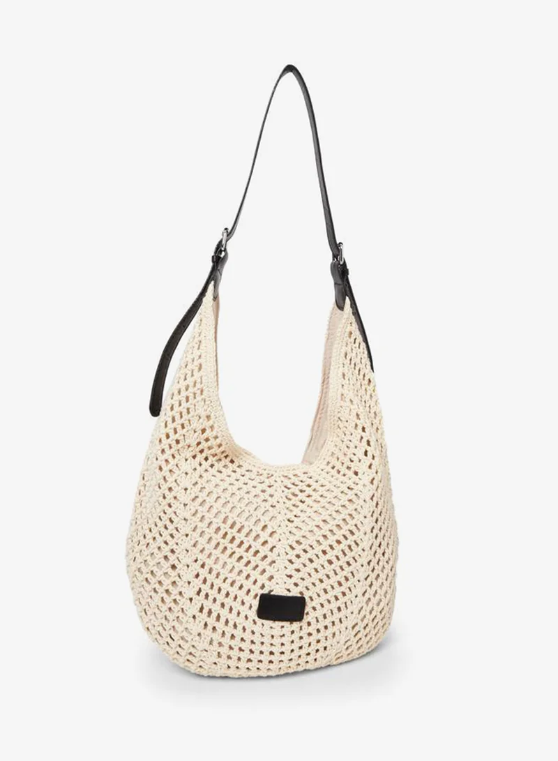 Crochet Hobo Bag Beige