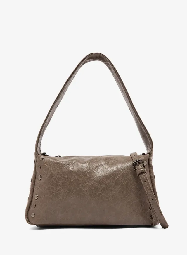 Metal Embellished Shoulder Bag Grey