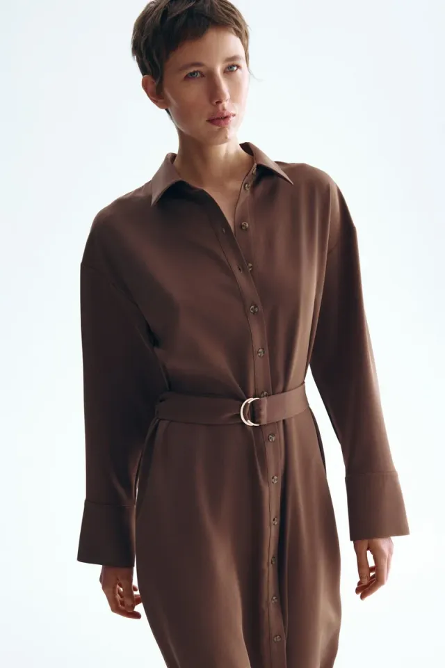 Belted shirt dress Brown Dark – image 2