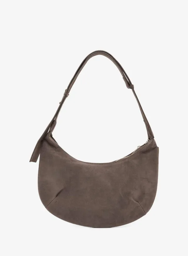 Suede Stud Shoulder Bag grey