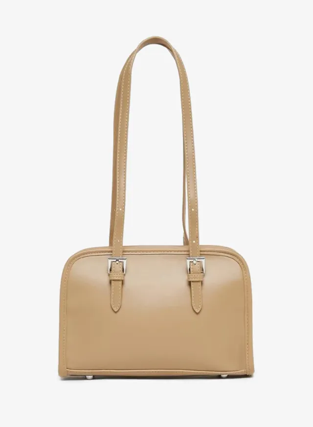 Belted Zip Shoulder Bag Beige – image 4