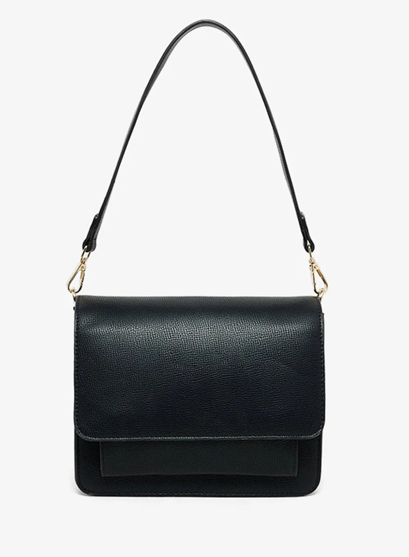 Textured Shoulder Bag Black
