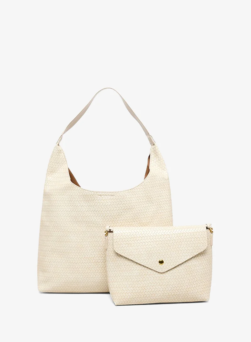 Braided Shoulder Bag Set Cream