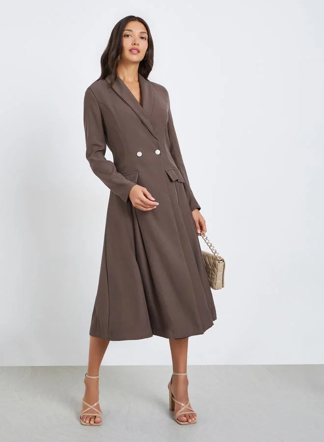 فستان ميدي بليزر بأكمام طويلة