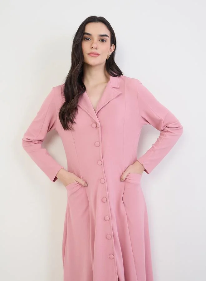 Long Sleeve Blazer Midi Dress dusty pink