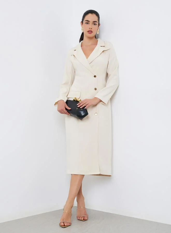 Women Blazer Midi Dress cream