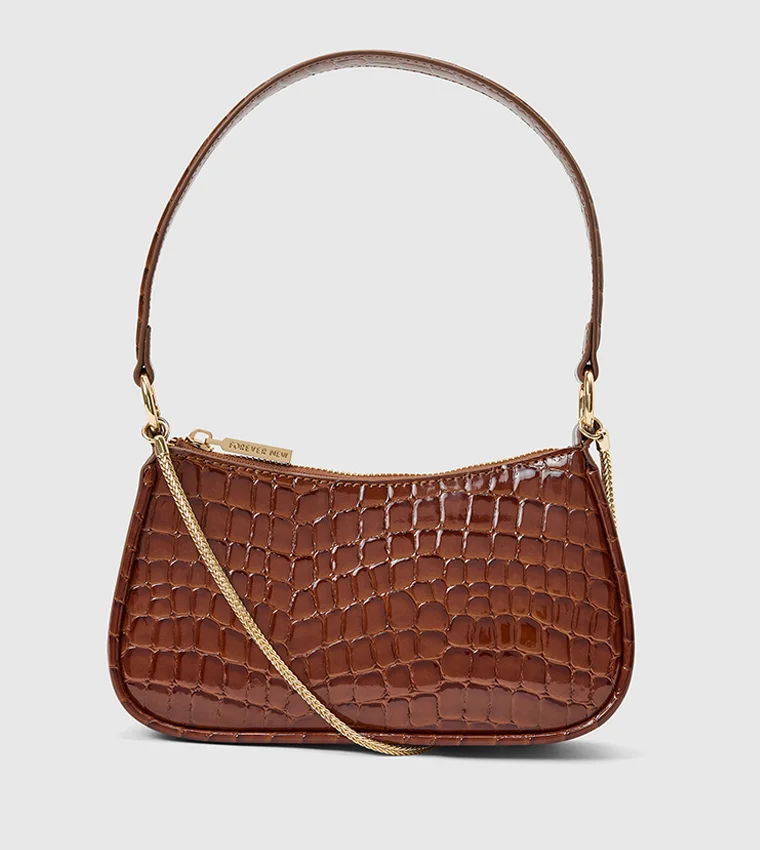 Catherine Chain Shoulder Bag, DARK BROWN