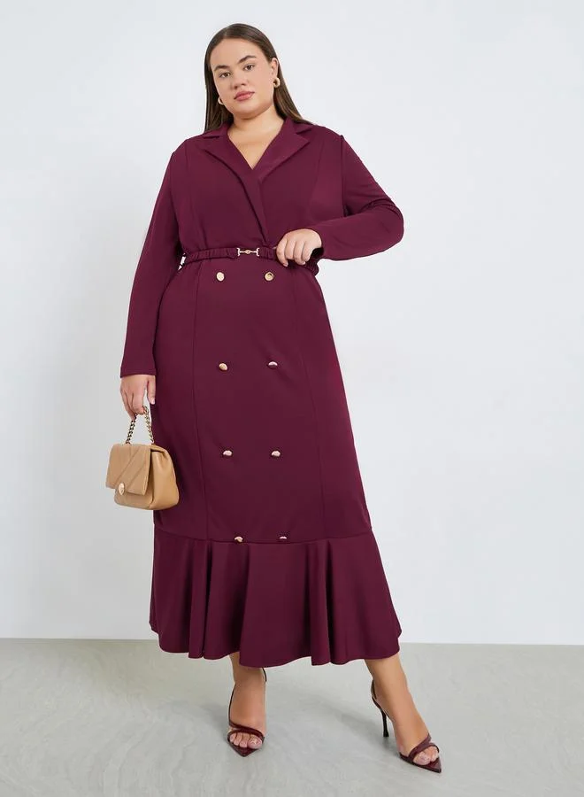 Plus Size Blazer Maxi Dress Burgundy