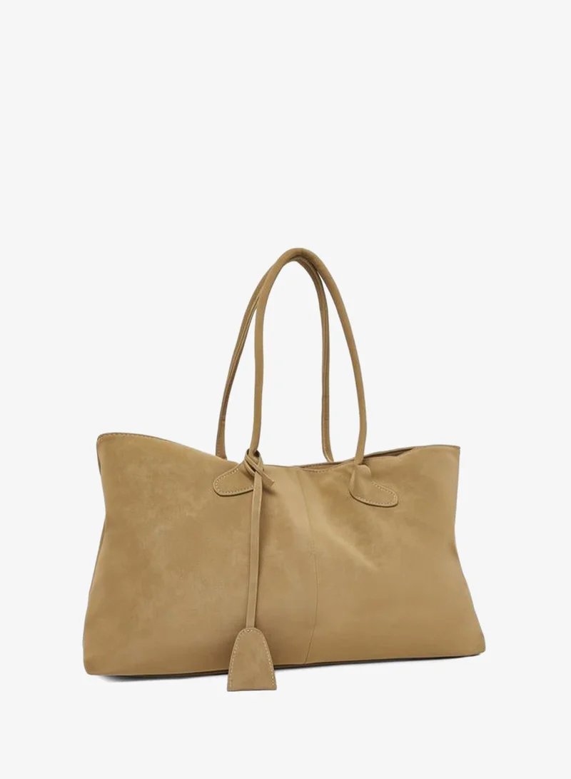 Suede Tote Bag Beige