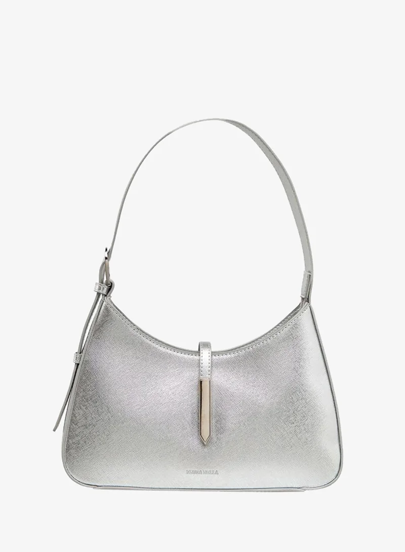 Solid Shoulder Bag Magnetic Closure silver