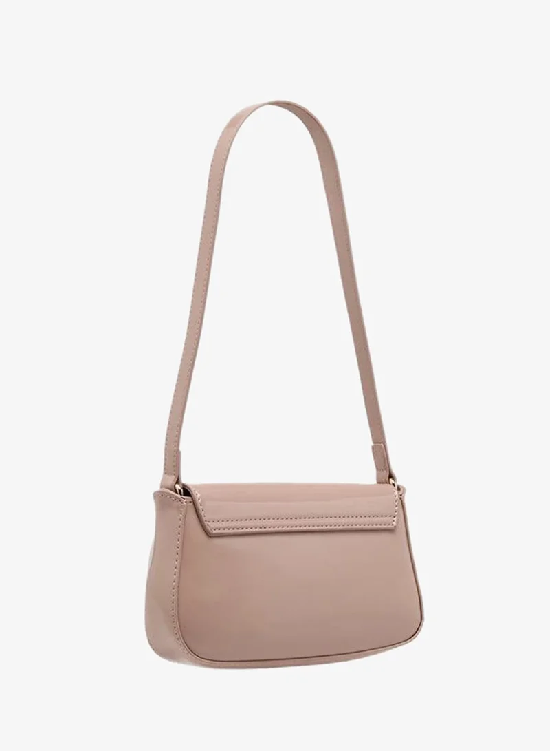 Floral Bella Metallic Logo Shoulder Bag With Zip Closure