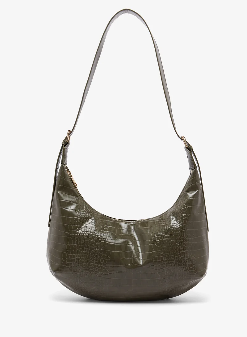 Croc Slouch Shoulder Bag Khaki Green