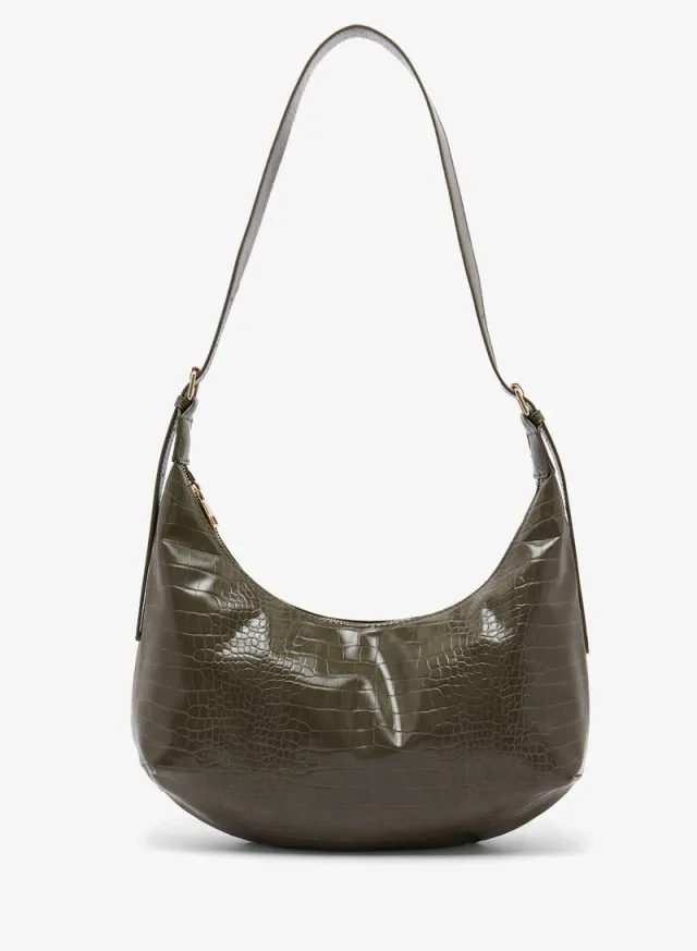 Croc Slouch Shoulder Bag Khaki Green