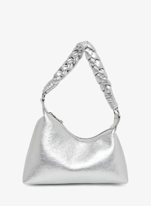 Braided Strap Shoulder Bag Silver