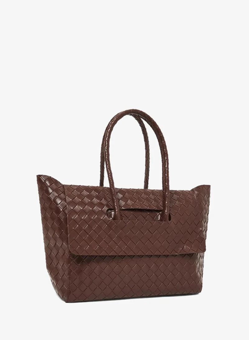 Weave Shoulder Bag Coffee Brown