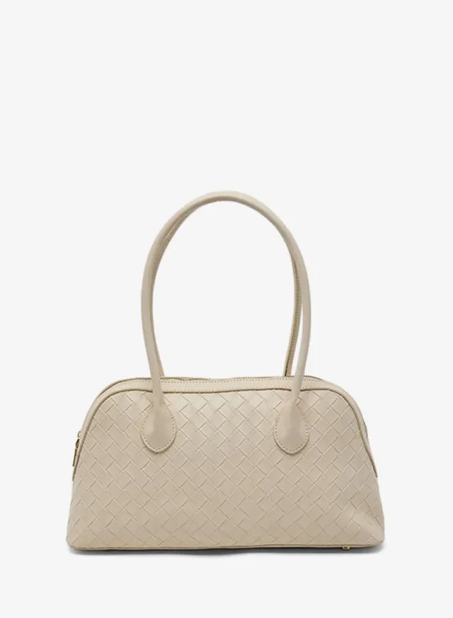 Braided Shoulder Bag, Cream