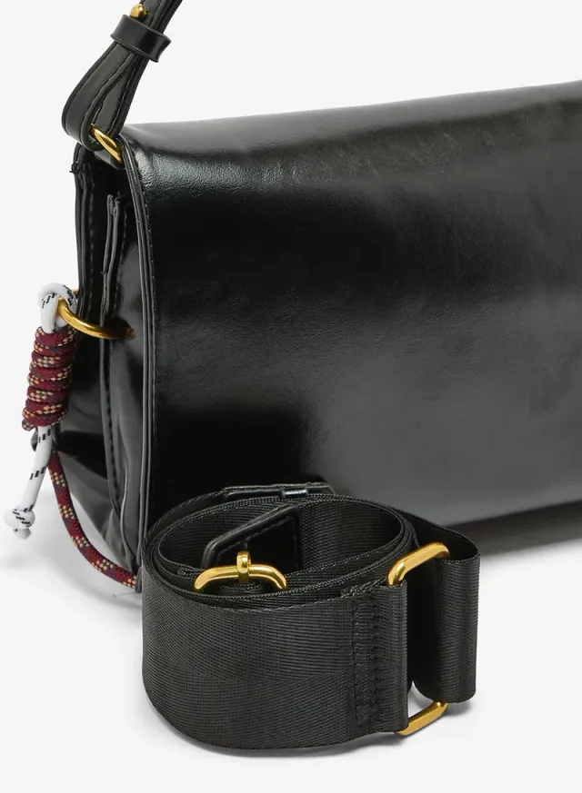 Slouch Shoulder Bag with Chain Black – image 3