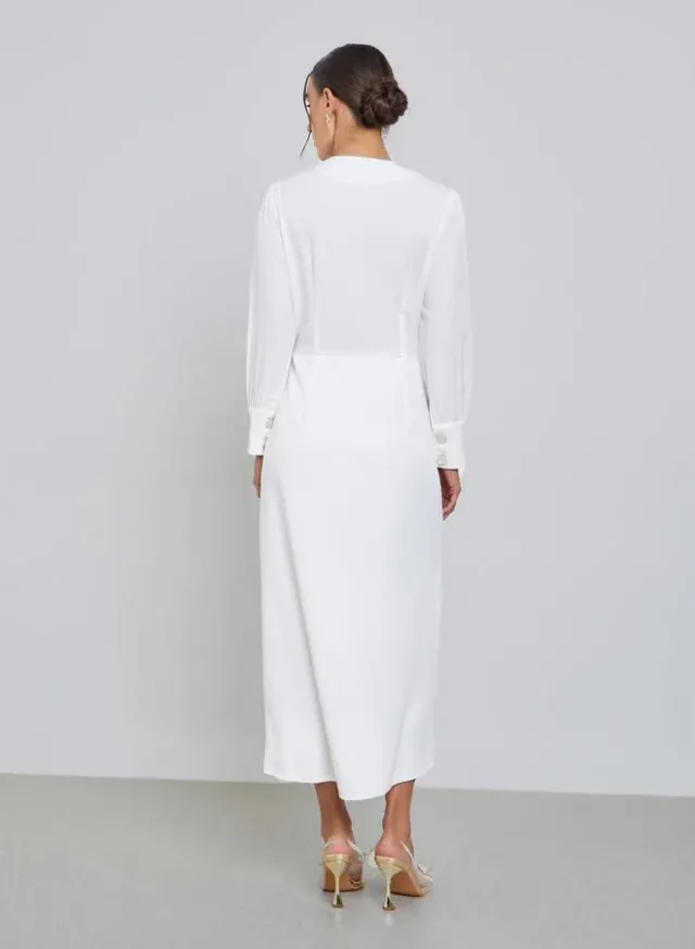 V Neck Sheath Midi Dress metallic silver – image 5