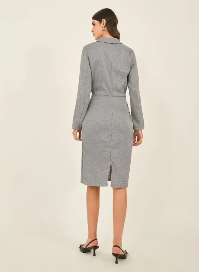 V Neck Sheath Midi Dress metallic silver – image 5