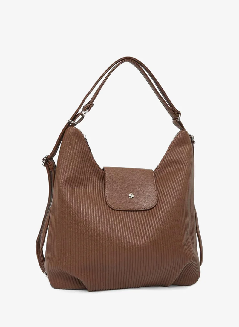 Textured Shoulder Bag Brown