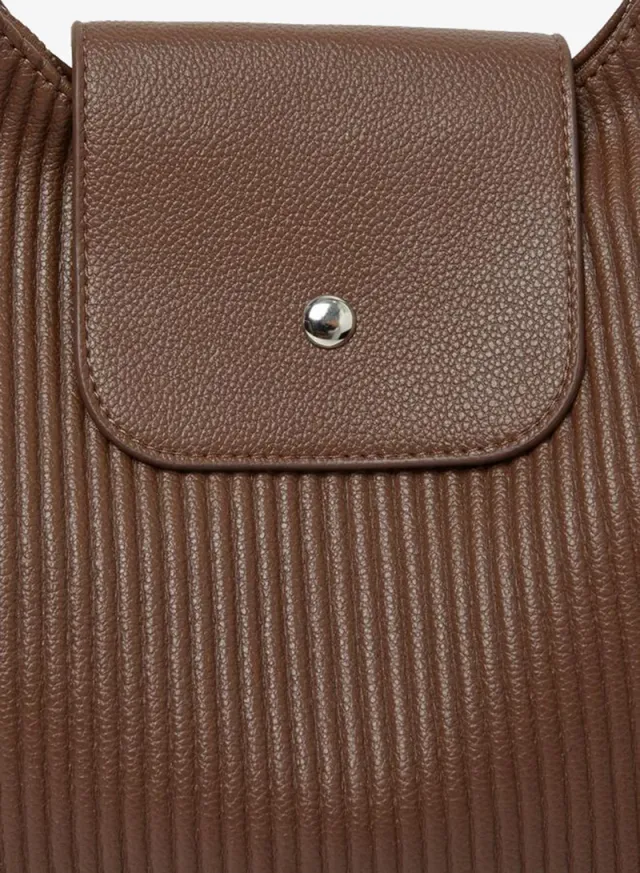 Textured Shoulder Bag Brown – image 3