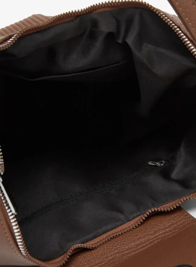 Textured Shoulder Bag Brown – image 4