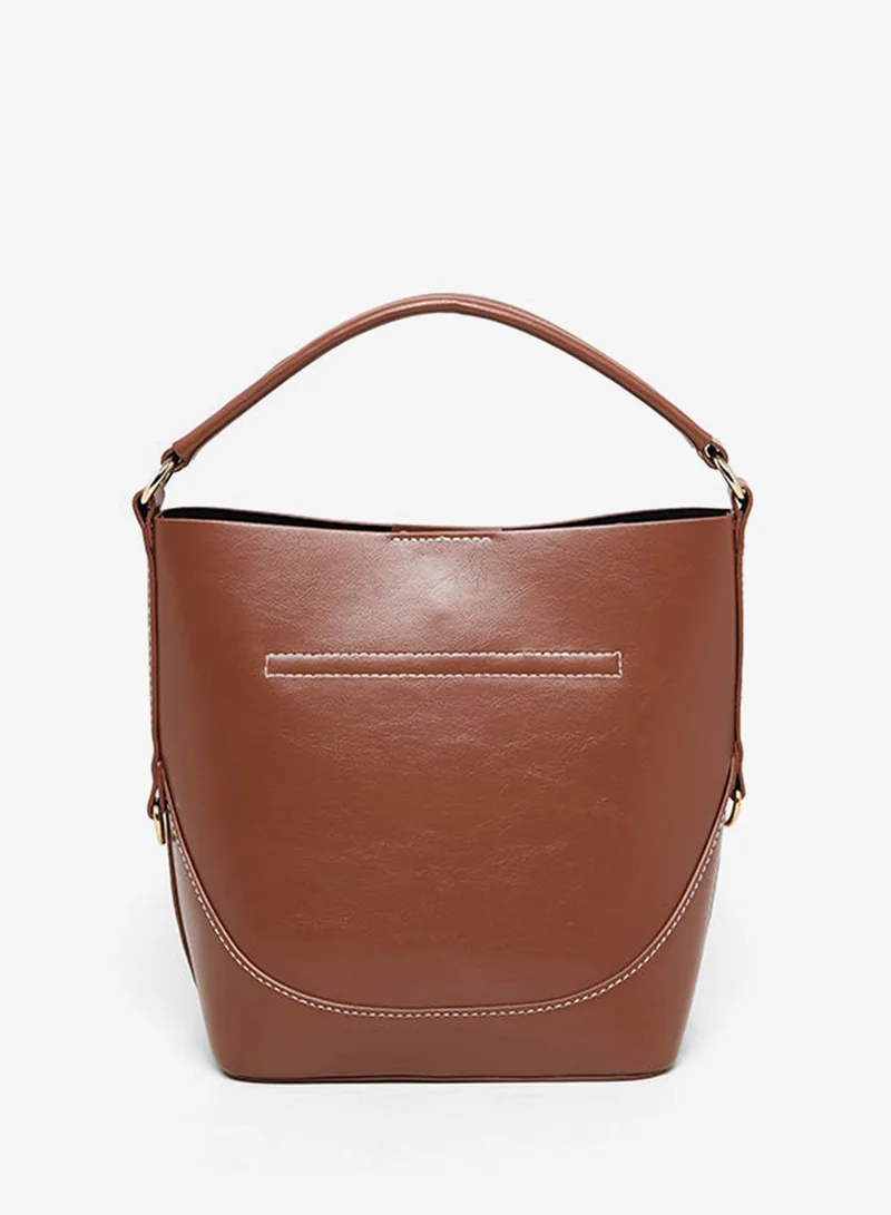 Textured Shoulder Bag Brown