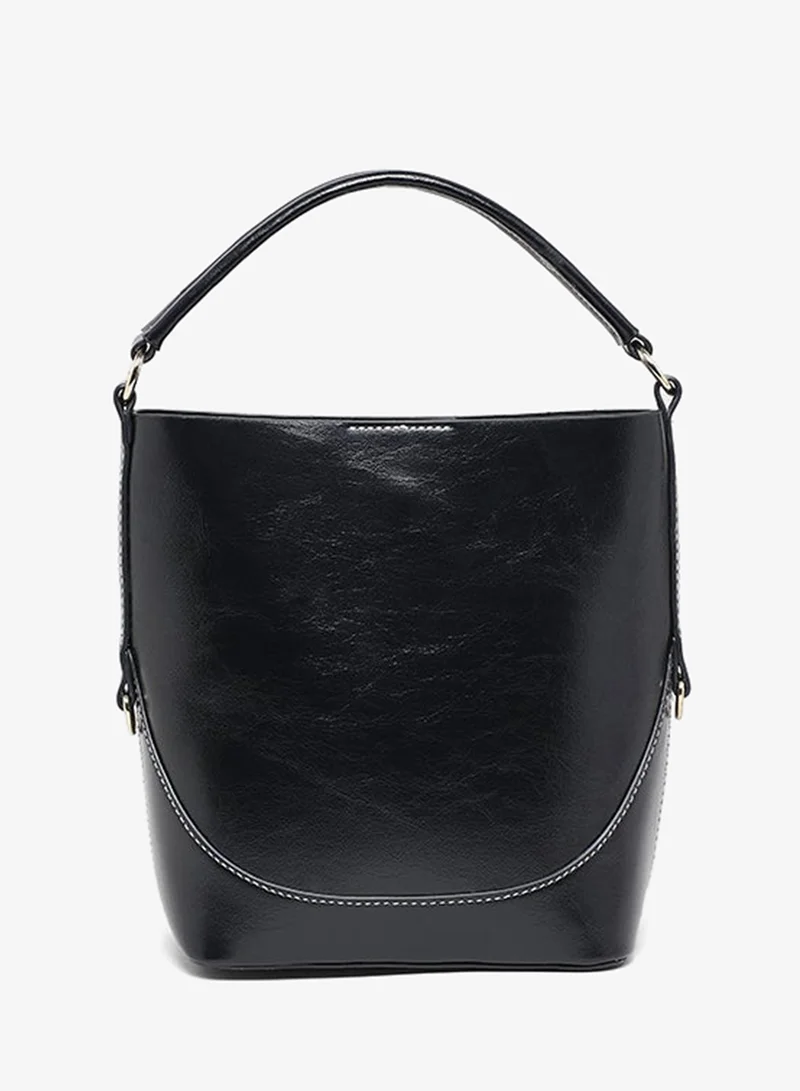 Textured Shoulder Bag Black